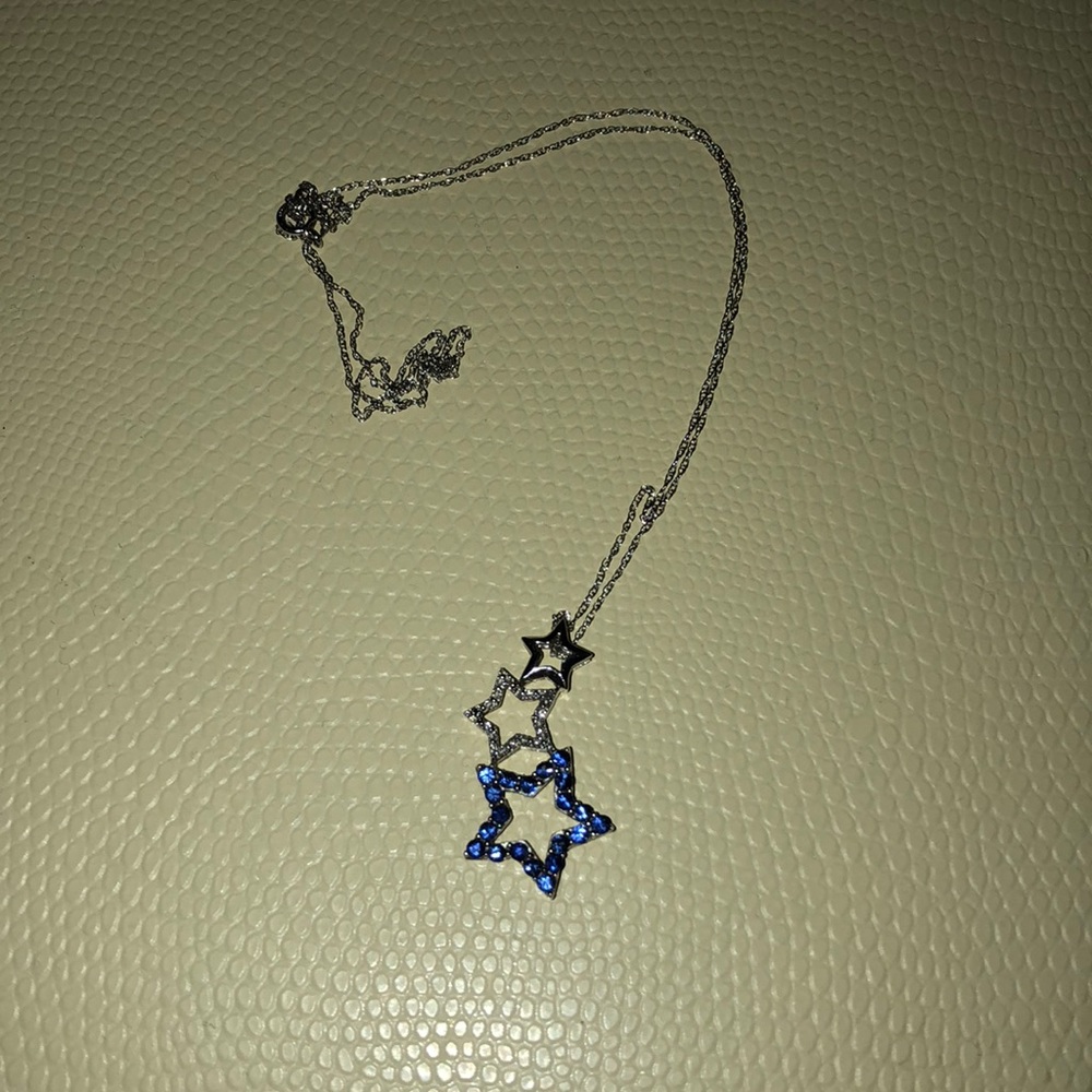 Zales white gold/ sapphire/diamond star necklace
